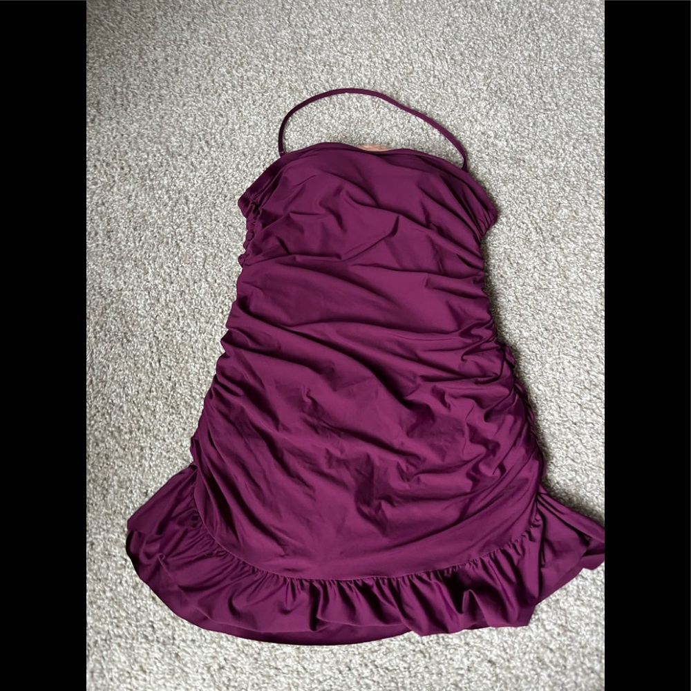 JCrew women strapless one piece swim suit with flare size 8